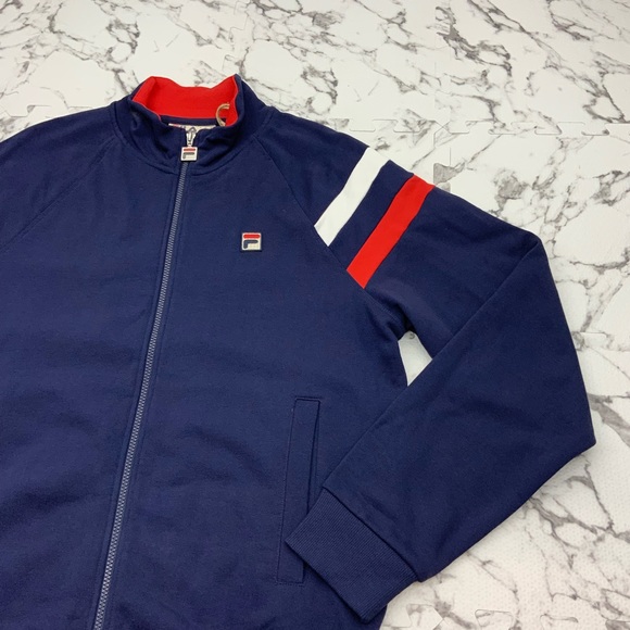 Men’s Fila Navy White Red Track Jacket - Picture 2 of 3